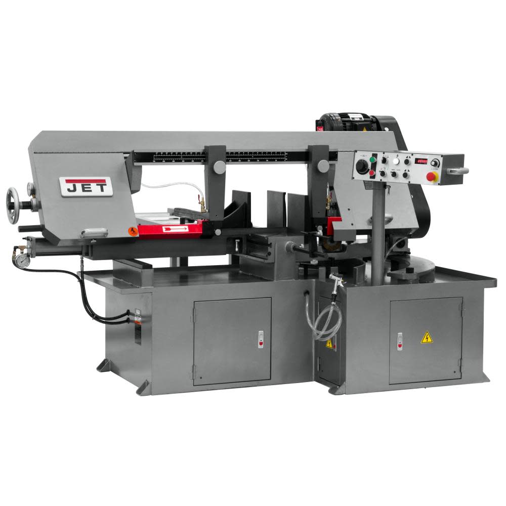 Semi-Automatic Dual Mitering Bandsaw 3HP 230V， 3-PH - Intensery