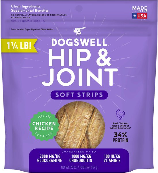 Dogswell Soft Strips Hip and Joint Chicken Recipe Grain-Free Dog Treats - Intensery