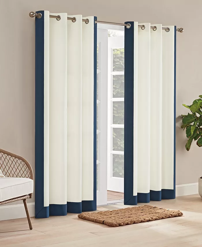 Waverly Sun N Shade Hampton Border Indoor Outdoor Grommet Panel Collection - Intensery