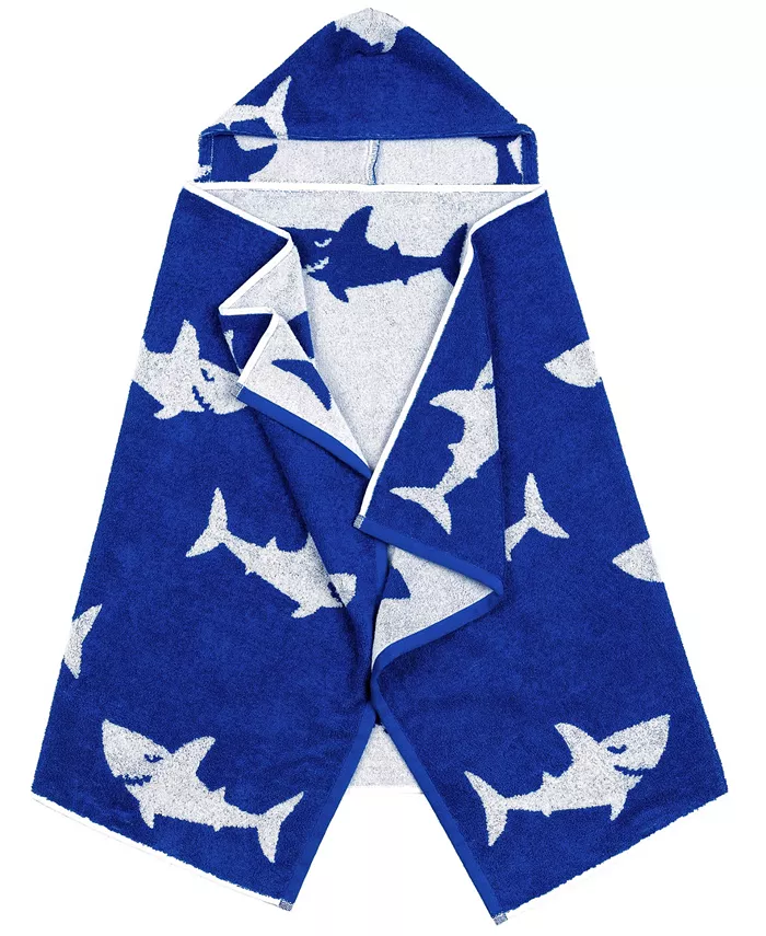 Linum Home Linum Kids 100% Turkish Aegean Cotton Hooded Easy Bath and Beach Wrap for Boys - Intensery
