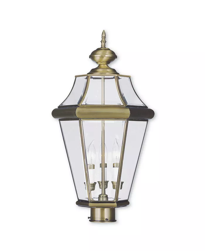 Livex CLOSEOUT!   Georgetown 3-Light Outdoor Post Lantern - Intensery