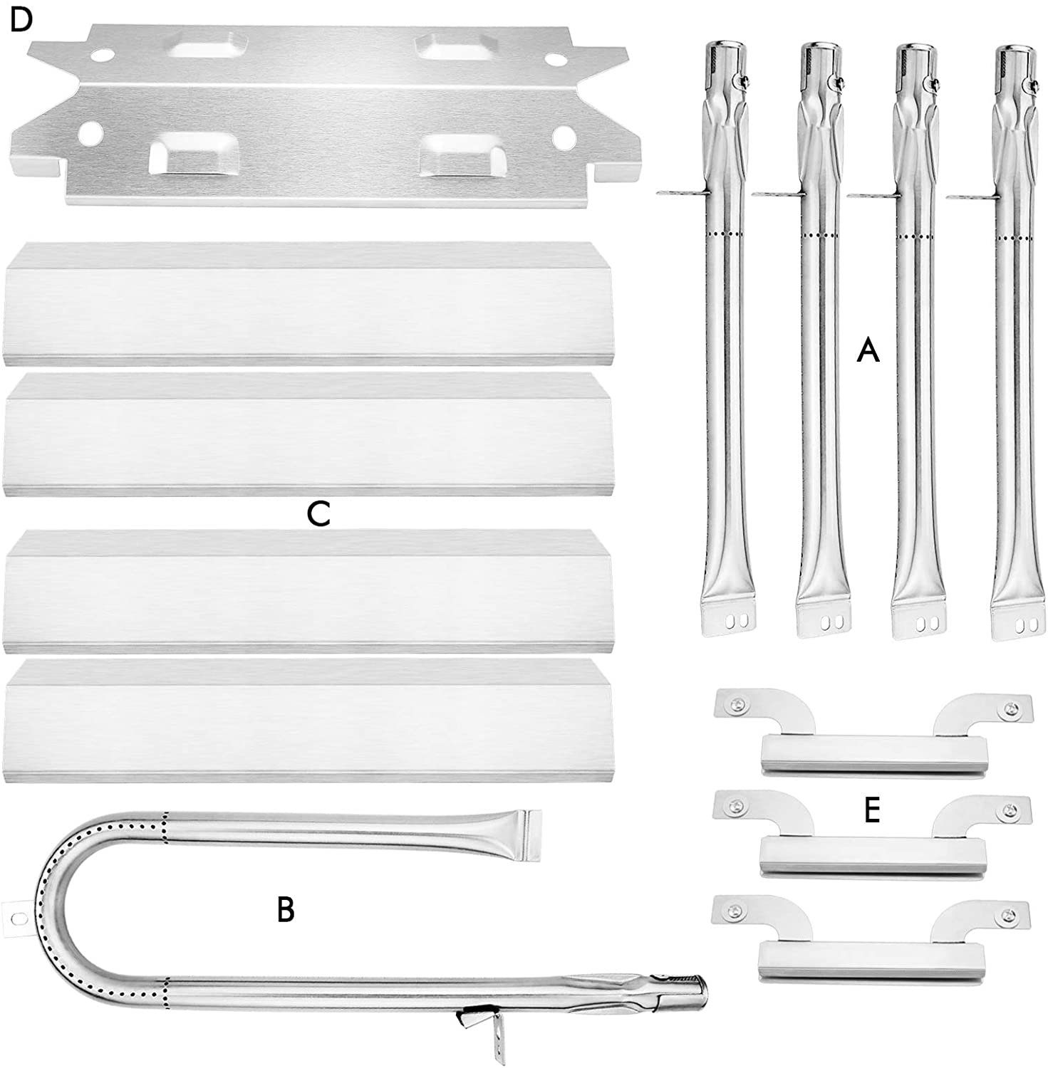 Replacement Parts Kit for Brinkman 810-3660-0, 810-3660-F, 810-3660-S, 810-3661-F Gas Grills, Burners, Heat Plates, Crossover Tubes Set - Intensery