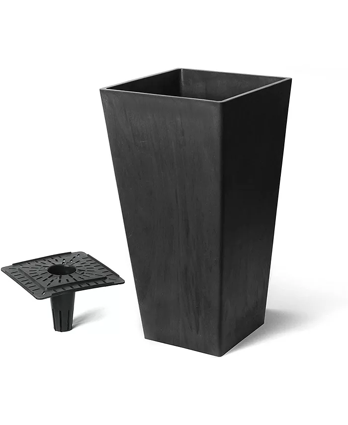 Algreen 17332 Valencia Square Flower Pot Planter Black 10 x 20 Inch - Intensery
