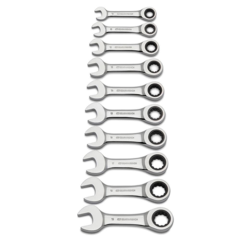 GEARWRENCH Combination Wrench Set 10 pc. Stubby Ratcheting Metric 9520D from GEARWRENCH - Intensery