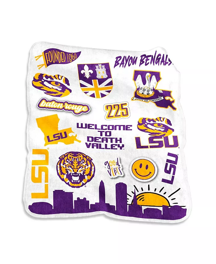 Logo Brands LSU Tigers 50'' x 60'' Native Raschel Plush Throw Blanket - Intensery