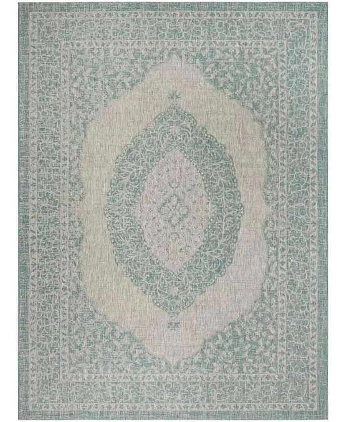 Safavieh Courtyard Light Gray and Aqua 9' x 12' Sisal Weave Outdoor Area Rug - Intensery