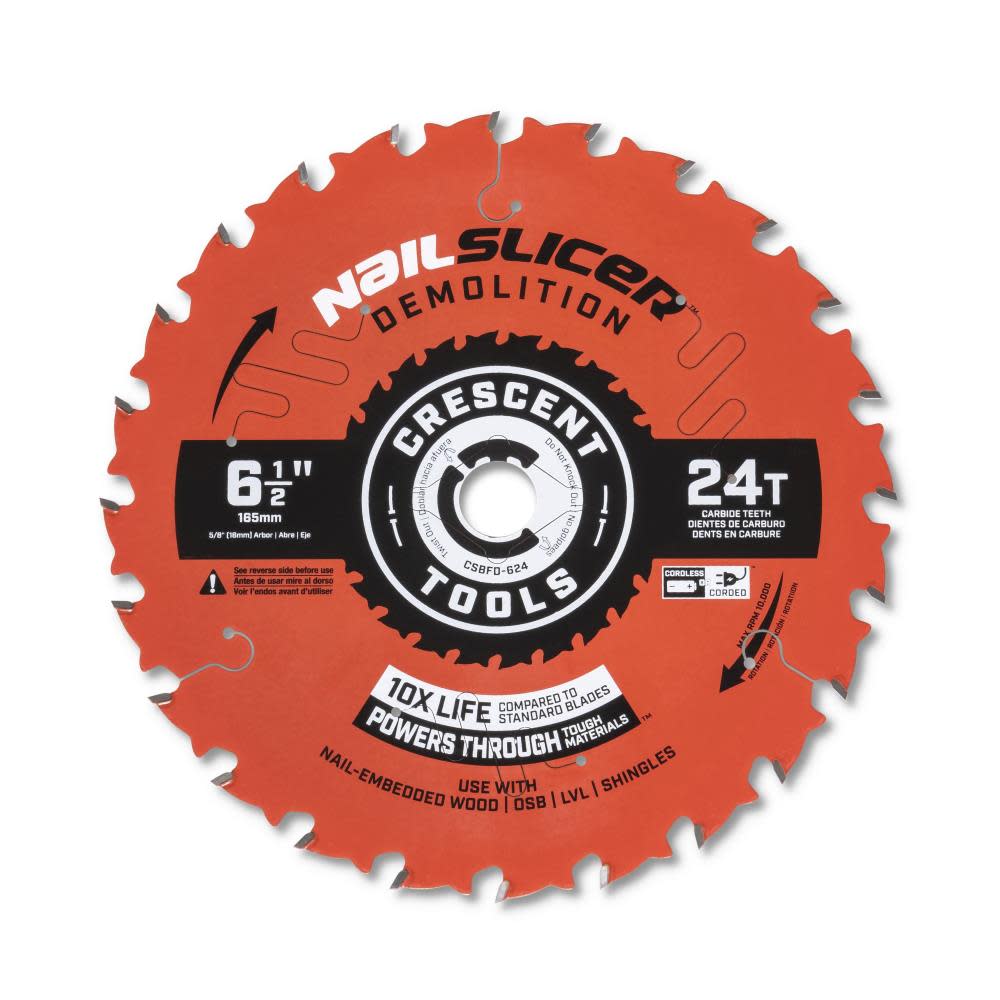 CRESCENT APEX Circular Saw Blade 6 1/2 x 24 Tooth NailSlicer Demolition - Intensery