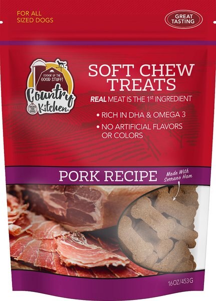 Country Kitchen Pork Flavored Soft Chew Dog Treats， 16-oz bag - Intensery