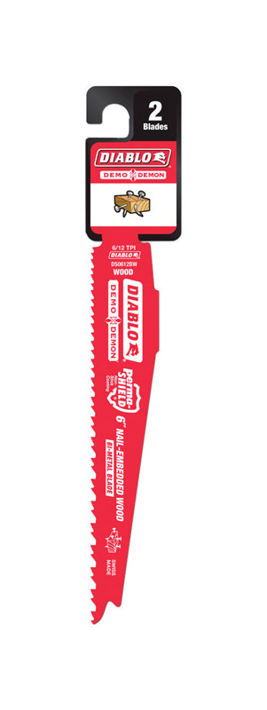 Diablo Demo Demon 6 in. Bi-Metal Variable Tooth Reciprocating Saw Blade 6/12 TPI 2 pk - Intensery