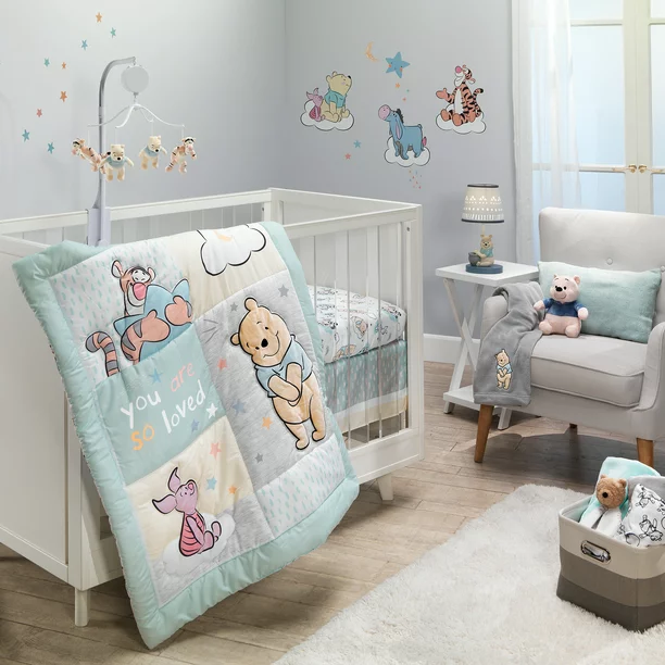 Lambs and Ivy Disney Baby Winnie the Pooh Hugs 3-Piece Nursery Crib Bedding Set - Intensery