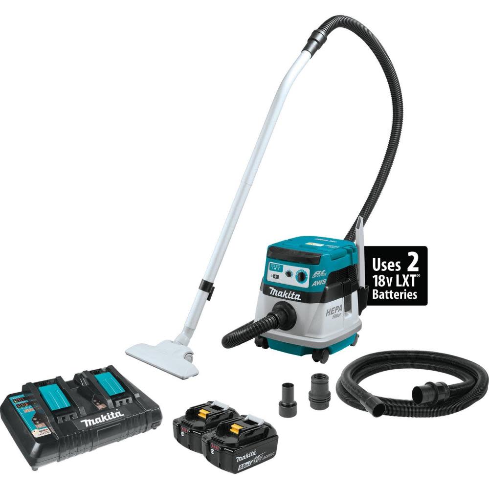 18V X2 LXT® Lithium-Ion (36V) Brushless Cordless 2.1 Gallon HEPA Filter Dry Dust Extractor/Vacuum Kit， AWS™ (5.0Ah) - Intensery