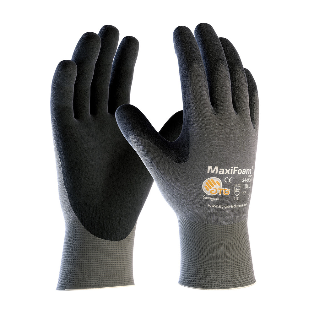 MaxiFoam Lite Gray 15G Nylon Shell Black Nitrile Foam Coating XL - Intensery