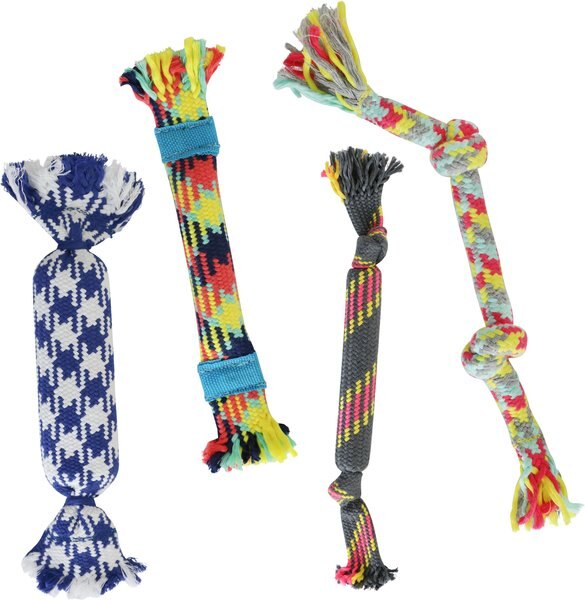 Rocket and Rex Not just Your Plain Old Rope Dog Toy Set， 4 count - Intensery