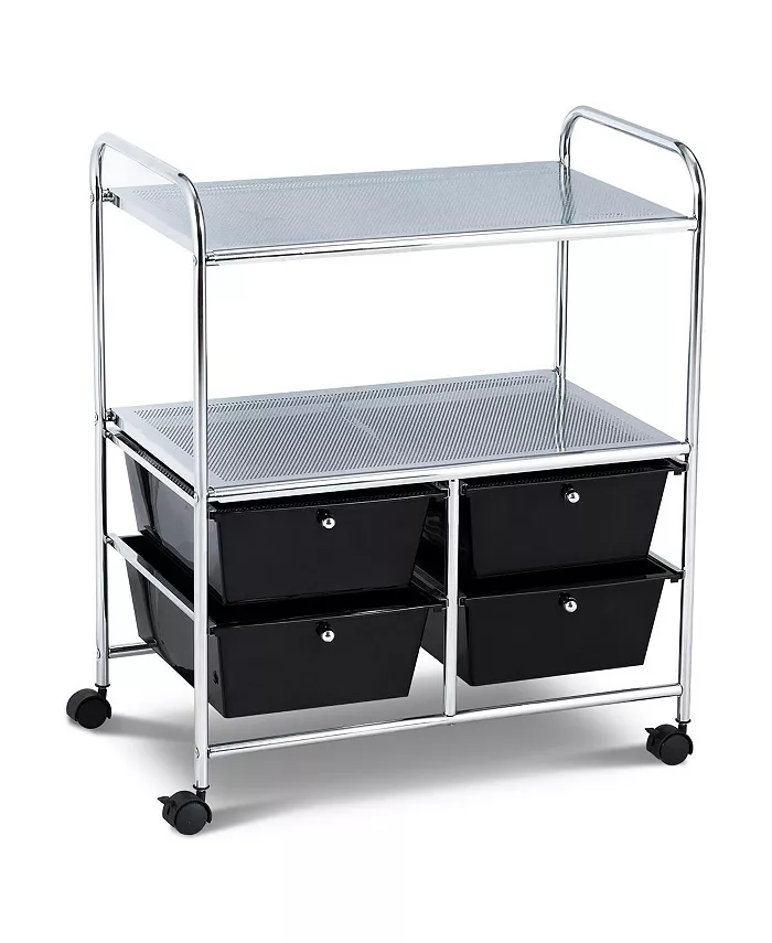 Costway 4Drawer Rolling Storage Cart shelf Scrapbook Paper Office School Organizer - Intensery