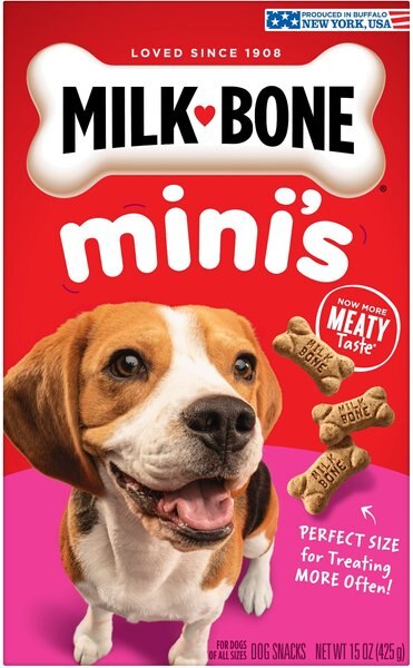Milk-Bone Mini's Original Dog Biscuits Treats， 15-oz bag， case of 6 - Intensery