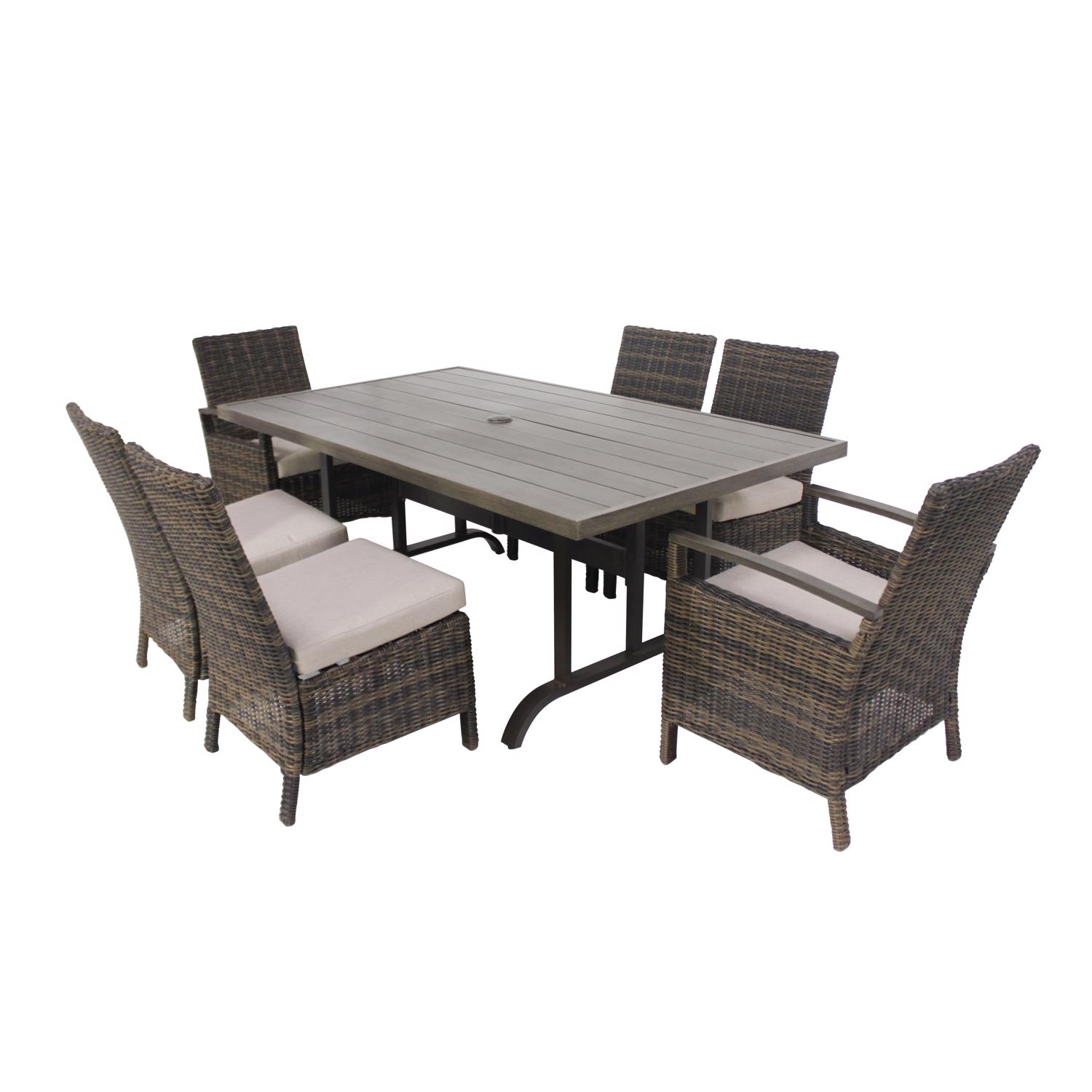 Living Accents Wilmette 7 pc Black Aluminum Classic Dining Set Beige - Intensery