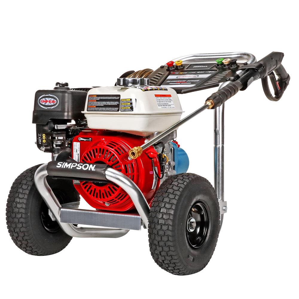 Aluminum 3400 PSI at 2.5 GPM HONDA GX200 with CAT Triplex Plunger Pump Cold Water Professional Gas Pressure Washer - Intensery