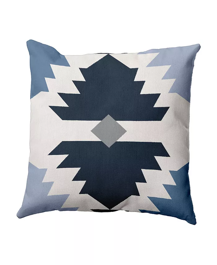 E by Design 16 Inch Navy Blue and Gray Decorative Geometric Throw Pillow - Intensery
