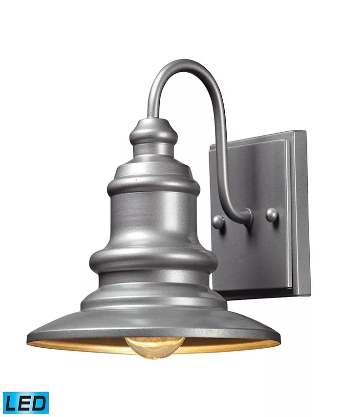 Macy's Marina 1 Light Outdoor Sconce in Matte Silver - LED Offering Up To 800 Lumens (60 Watt Equivalent) - Intensery