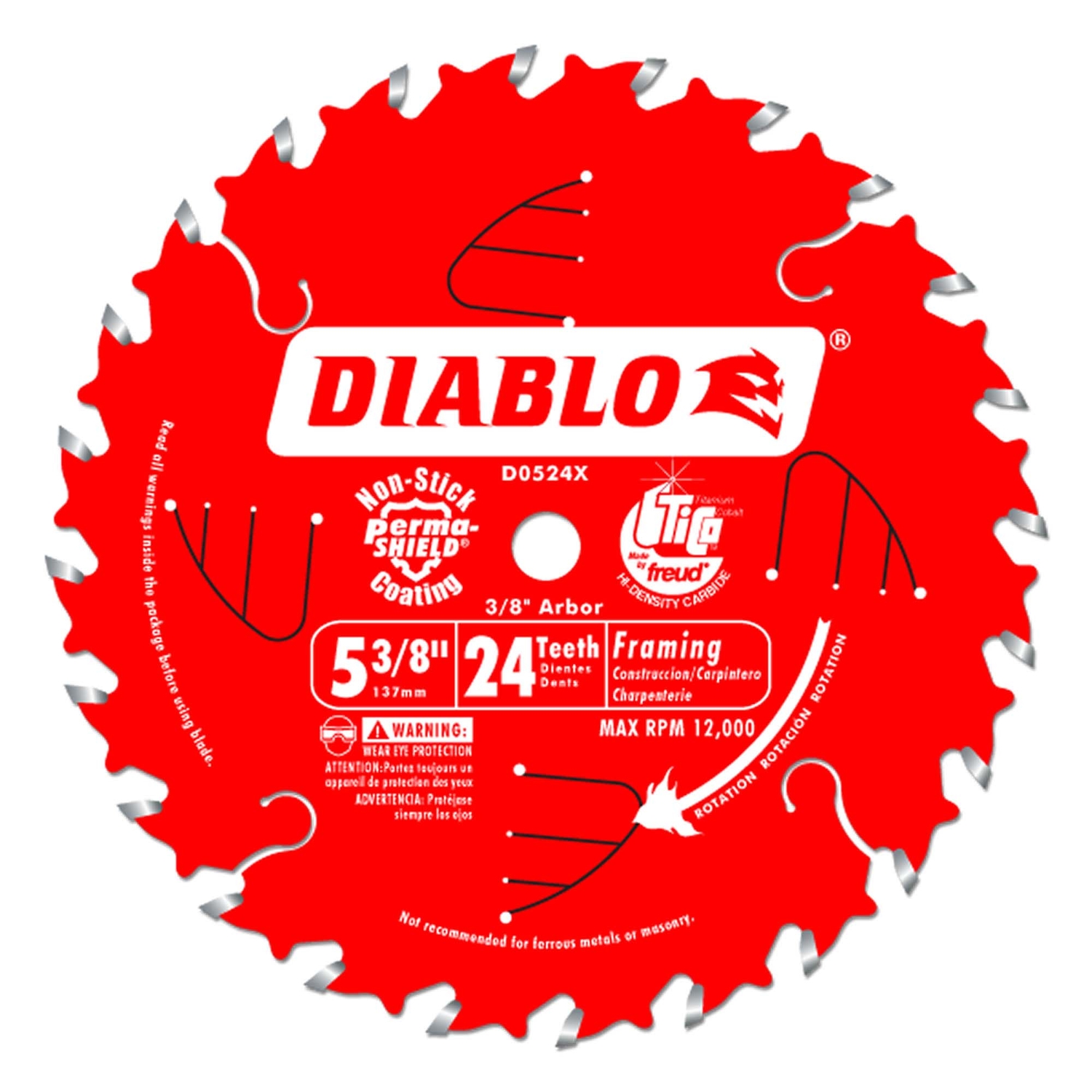 Diablo 5-3/8 in. D X 10 mm TiCo Hi-Density Carbide Framing Blade 24 teeth 1 pc - Intensery