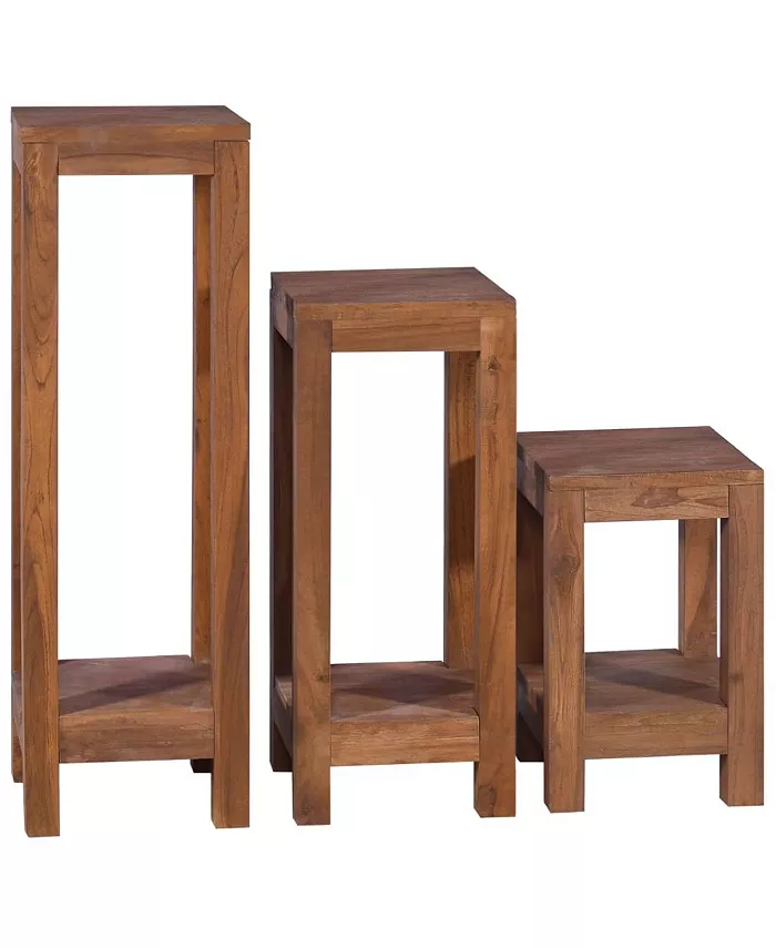 vidaXL Plant Stands 3 pcs Solid Teak Wood - Intensery