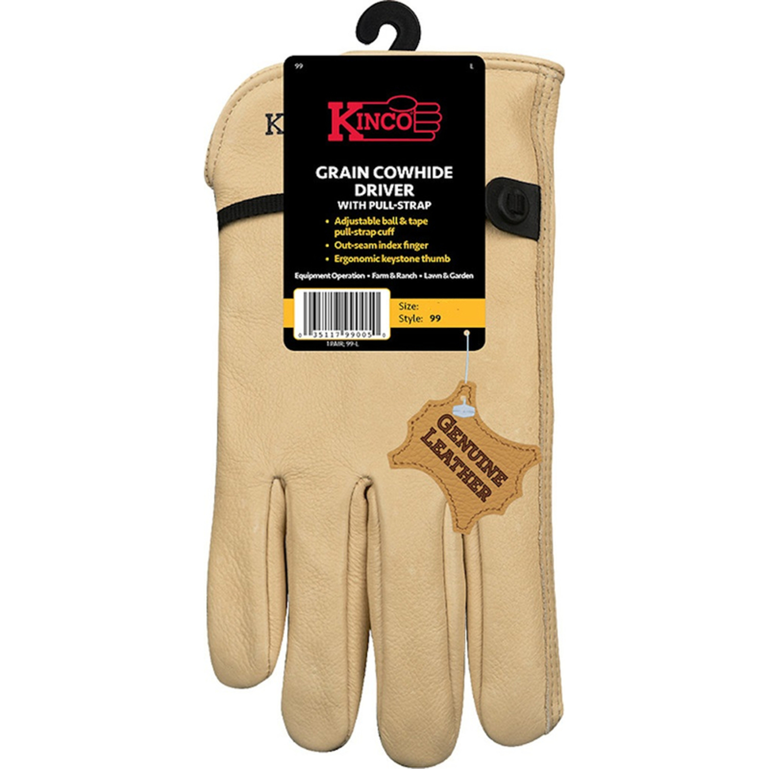 Kinco Men\u0027s Indoor/Outdoor Full Grain Driver Gloves Tan M 1 pair - Intensery