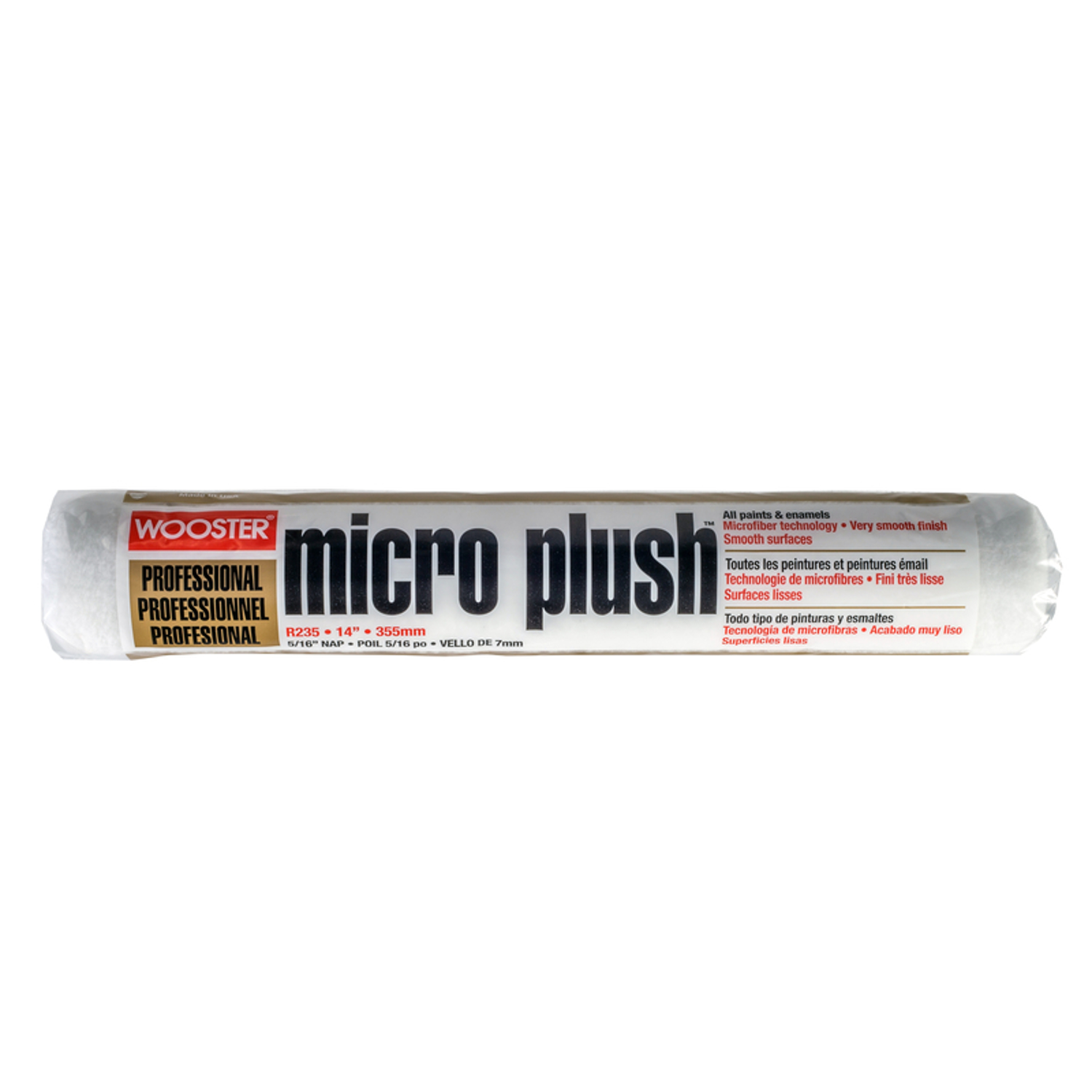 Wooster Micro Plush Microfiber 14 in. W X 5/16 in. Regular Paint Roller Cover 1 pk - Intensery