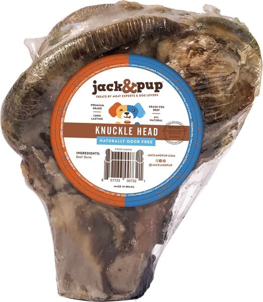 Jack and Pup Large Roasted Beef Knuckle Head Dog Treats， 1 count - Intensery