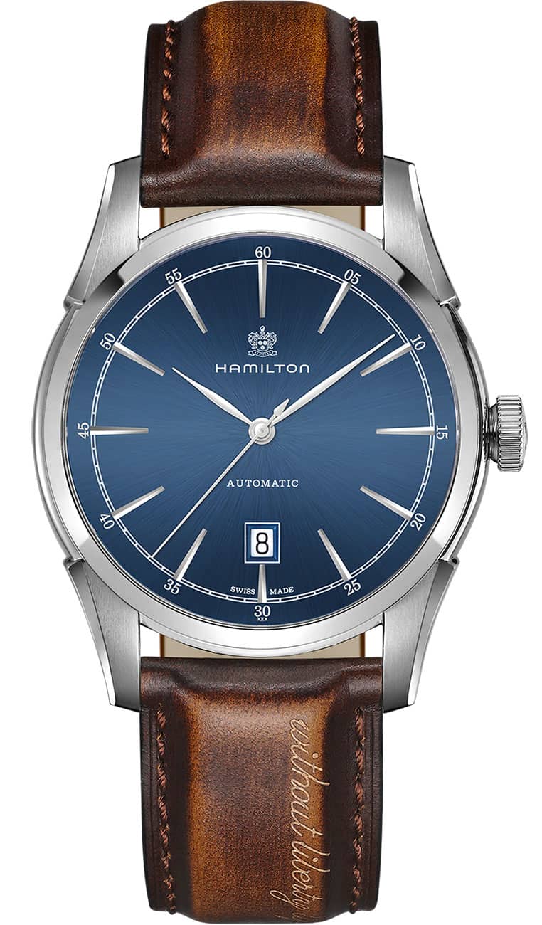 Hamilton American Classic Spirit Of Liberty Auto Blue Dial Brown Leather Watchļ¼?42mm - Intensery