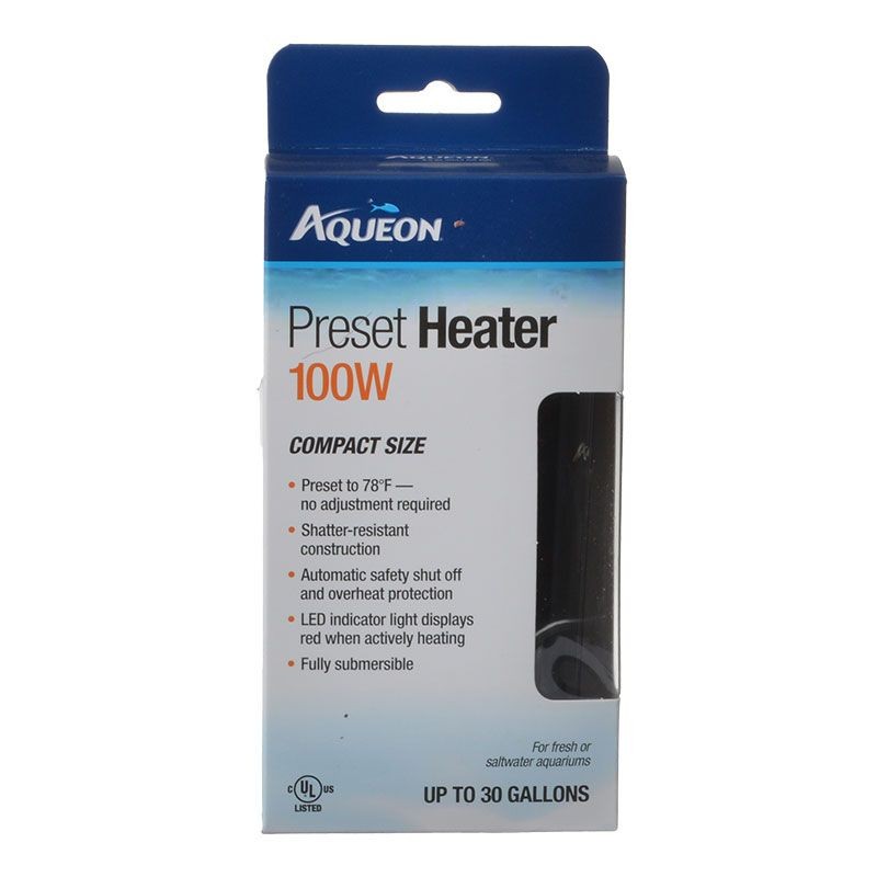Aqueon Preset Aquarium Heater - 100 Watt (Aquariums up to 30 Gallons) #100106252 - Intensery