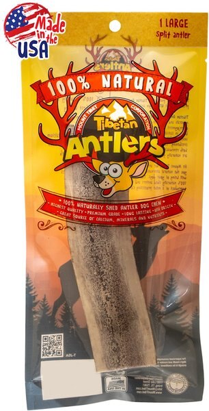 Tibetan Dog Chew Split Antler Grain-Free Dog Treat， 1 count， Large - Intensery