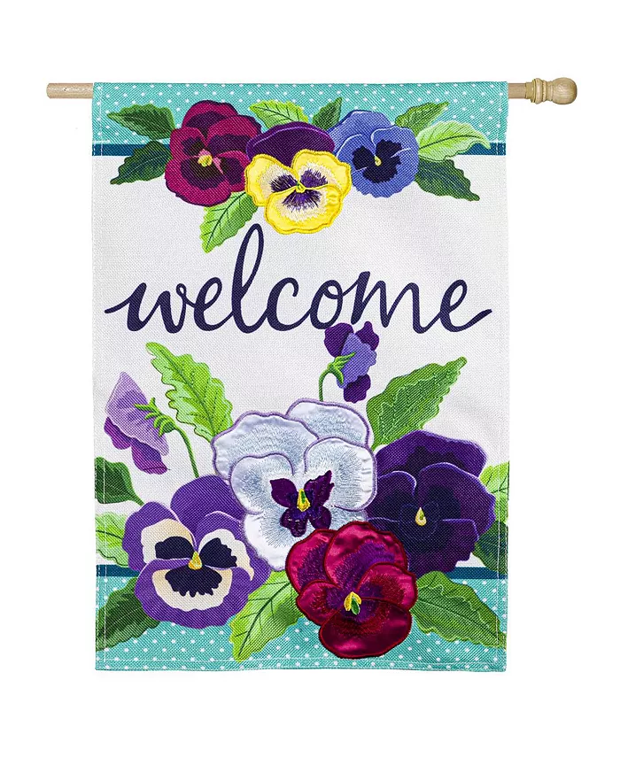 Evergreen Pansy Garden Burlap House Flag 28 x 44 Inches Outdoor Decor for Homes and Gardens - Intensery
