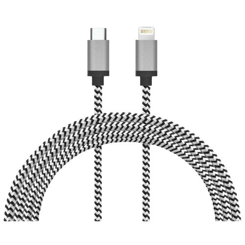 LBT LBT096 3m (10 ft.) Lightning to USB-C Cable Black/White - Intensery