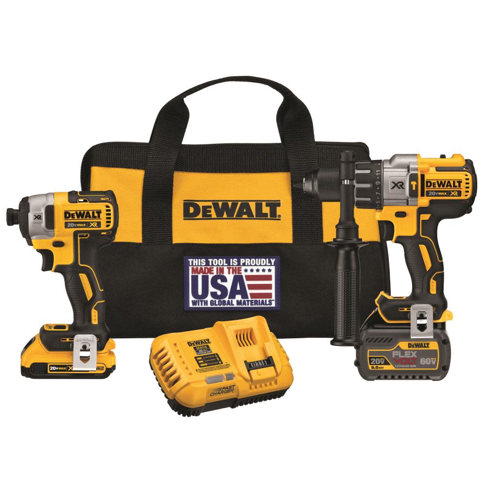 FLEXVOLT 20V MAX* XR Lithium Ion Brushless Premium Hammerdrill and Impact Driver Combo Kit - Intensery