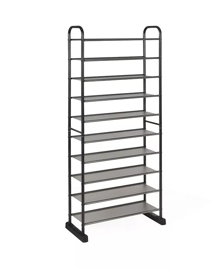 Costway 10-Tier Shoe Rack Space-saving Shoe Organizer W Metal Frame Shoe Tower - Intensery