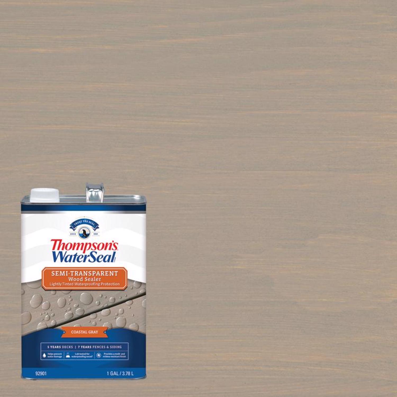 Thompson\u0027s WaterSeal Semi-Transparent Coastal Gray Waterproofing Wood Stain and Sealer 1 gal - Intensery