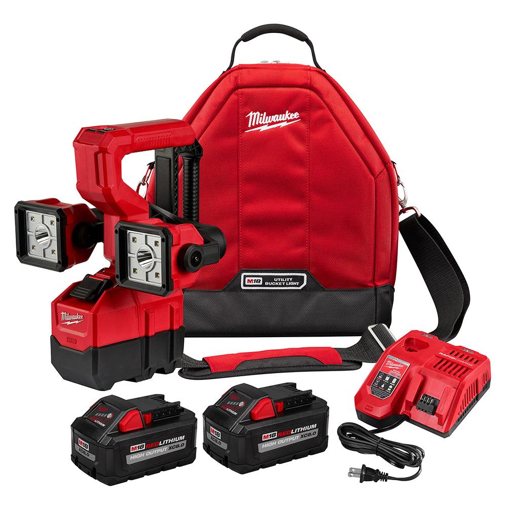 Milwaukee M18 HIGH DEMAND Utility Bucket Light Kit with 2 8.0Ah Batteries 2122-22HD from Milwaukee - Intensery