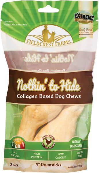 Fieldcrest Farms Nothin To Hide Drumstick Chicken Dog Treats， 2 count - Intensery