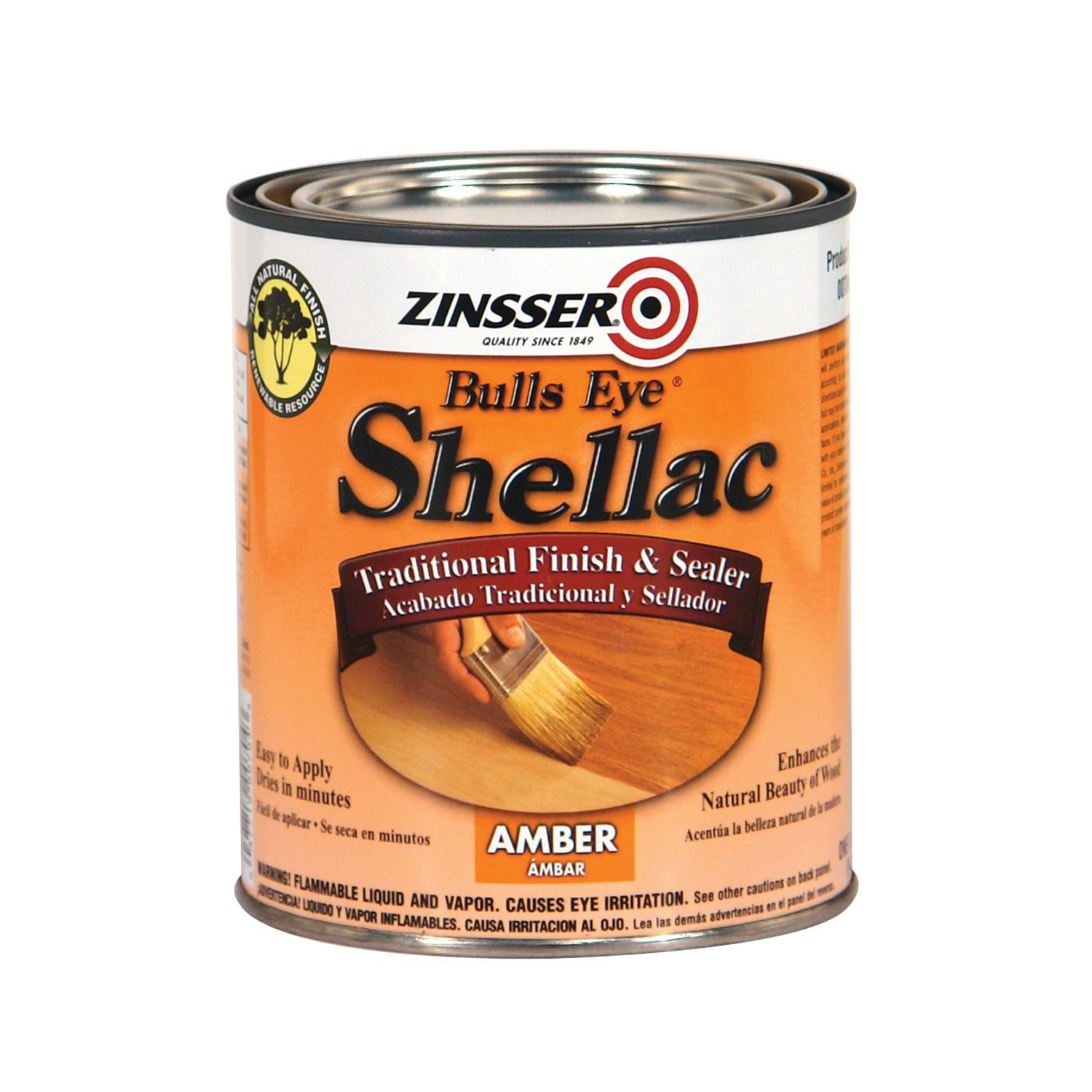 Zinsser Bulls Eye Amber Shellac Finish and Sealer 1 qt - Intensery