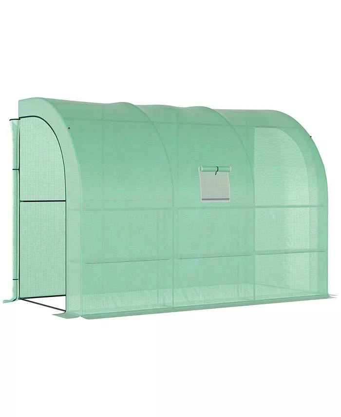Outsunny Outdoor Garden Greenhouse Nursery w  Windows， Zippered Doors， Green - Intensery