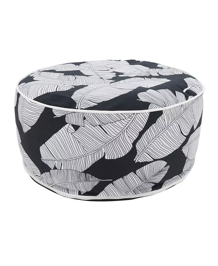 Saro Lifestyle Bold Tropical Leaf Outdoor Ottoman - Intensery