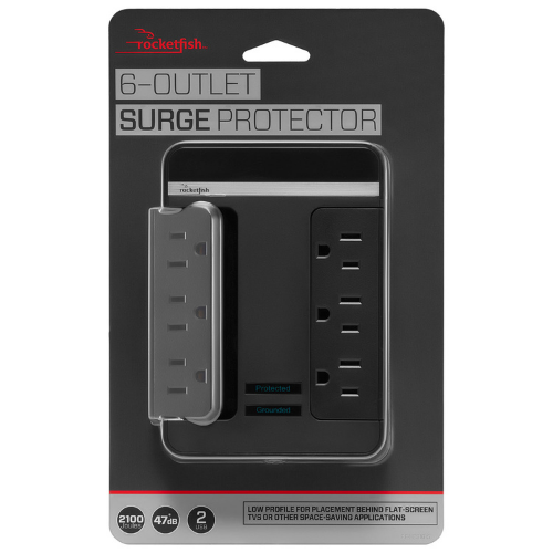 Rocketfish RF-HTS1615 6-Outlet/2-USB Swivel Wall Tap Surge Protector Black - Intensery
