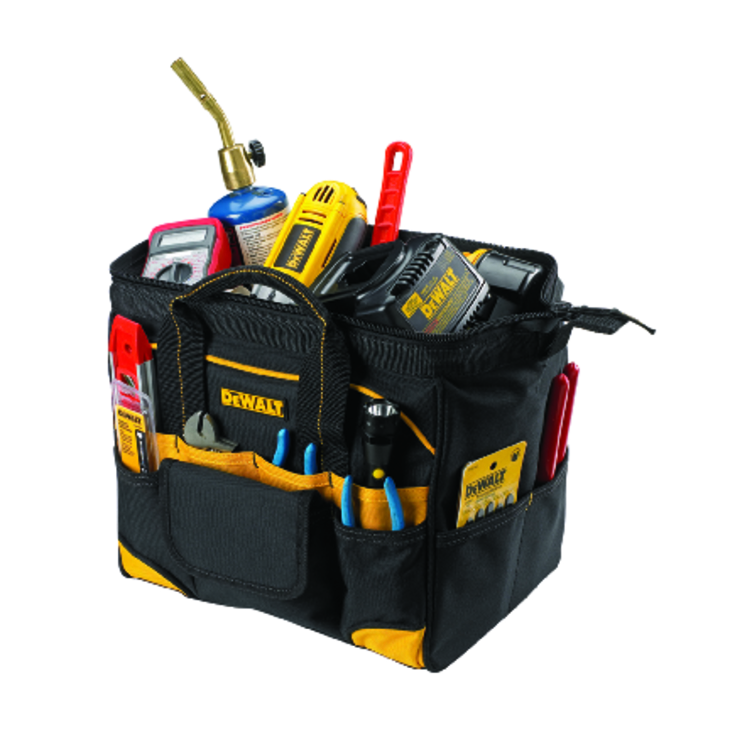 DeWalt 5.25 in. W X 11.75 in. H Polyester Backpack Tool Bag 29 pocket Black/Yellow 1 pc - Intensery