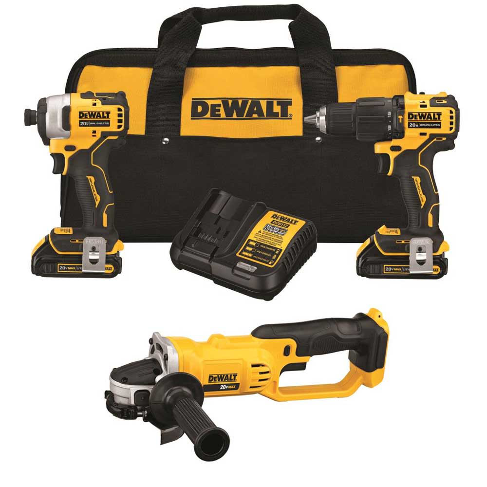 DEWALT ATOMIC 20V MAX* 1/2 Hammer Drill/Driver 1/4 Impact Driver Cut Off Tool Bundle - Intensery