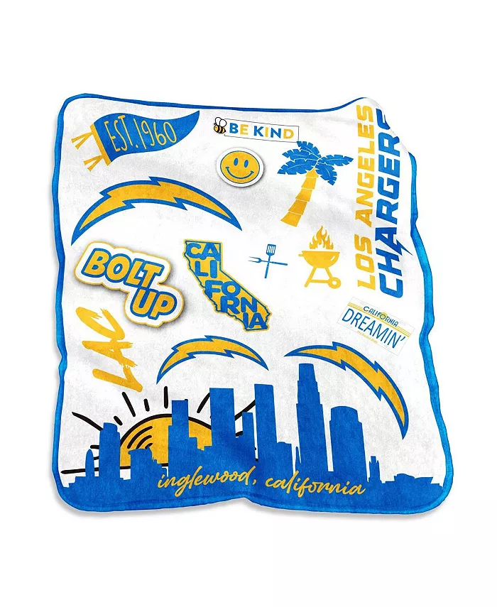 Logo Brands Los Angeles Chargers 50'' x 60'' Native Raschel Plush Throw Blanket - Intensery