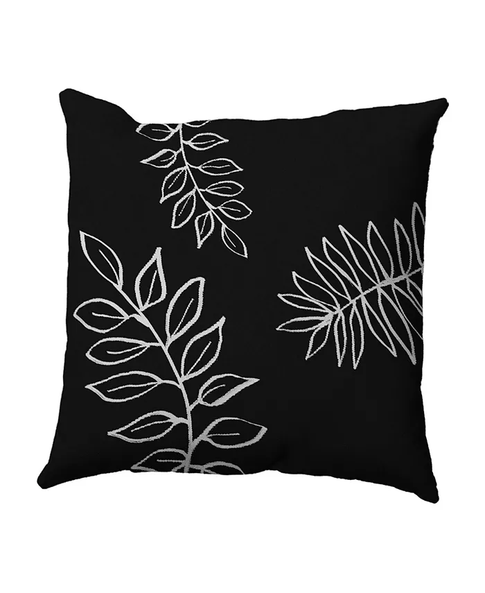 E by Design 16 Inch Black and Gray Decorative Floral Throw Pillow - Intensery