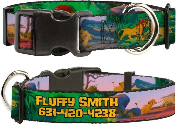 Buckle-Down Disney Lion King Simba and Nala Growing Up Scenes Personalized Dog Collar - Intensery