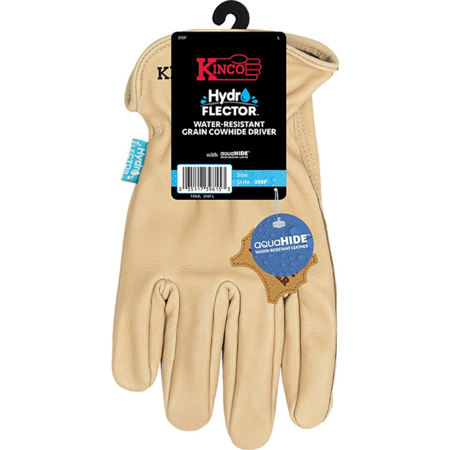 Kinco Hydroflector Men\u0027s Indoor/Outdoor Premium Grain Driver Gloves Tan M 1 pair - Intensery