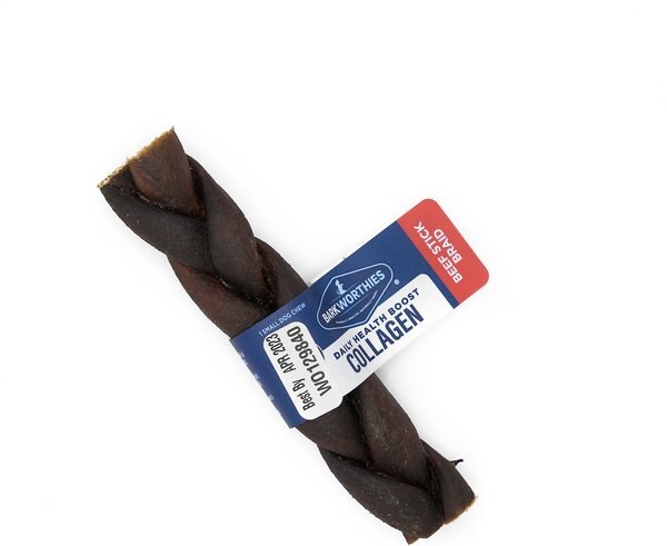 Barkworthies Collagen 5-inch Braided Stick Dog Bone - Intensery