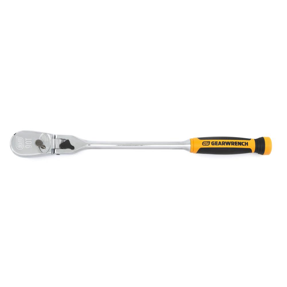1/2 Drive 90 Tooth Dual Material Locking Flex Head Teardrop Ratchet 17 - Intensery